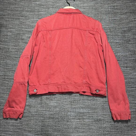 Free People Denim Jacket Women's L Red Christmas Pockets Trucker Rumors - Picture 12 of 13